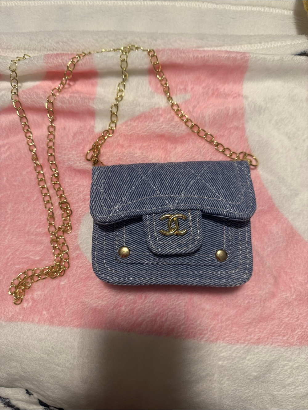 Denim Mini Chain Crossbody - Blue